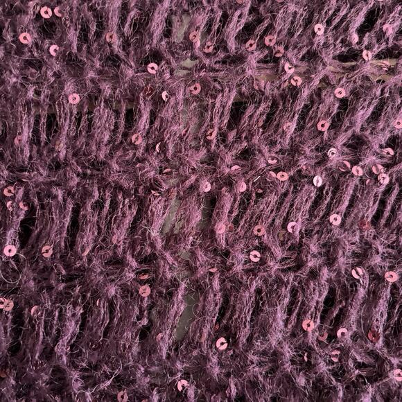 Vtg Y2K Express Sweater Shrug Bolero Size XS Purple Sequins Whimsigoth Fairy - Picture 9 of 9